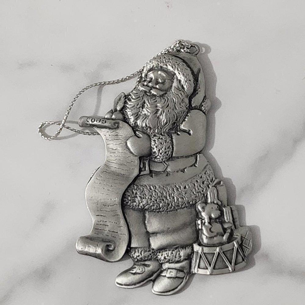 3/$25 1996 Avon Source Fine Collectibles Pewter Santa Claus Christmas Ornament